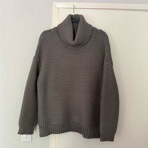 Chunky Knit Turtleneck Sweater - Slate Gray
